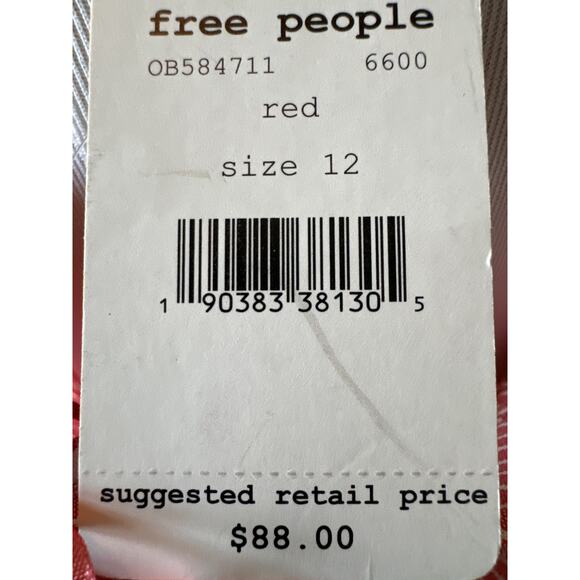 Free People Get Down One Shoulder Striped Poplin Top -  Red,  Size 12, NWT - Picture 5 of 6